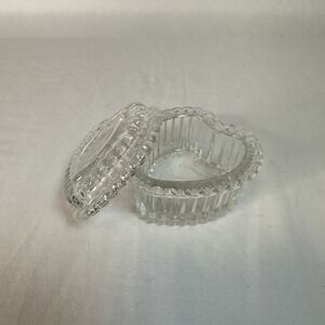 Clear Glass Heart Shaped Trinket Box Ring Jewelry Holder Dish